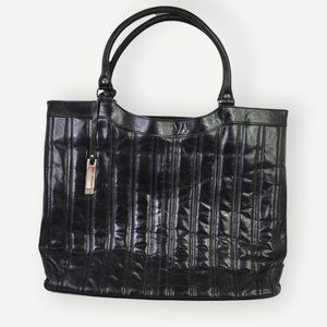 Franklin Covey Purse Black Top Handle Matching Pouch Polka Dot Lined